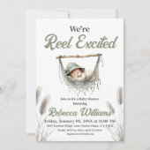 Invitation Reel Excité Petit Baby shower Pêcheur (Devant)