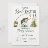 Invitation Reel Excited Bass Theme Fishing Baby Shower (Devant)