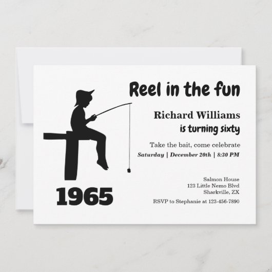 Invitation Reel moderne dans le Pêcheur amusant 60e anniversa (Devant)