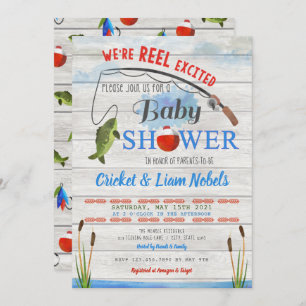 Invitation Reel Pêche Excitée Baby Boy Shower