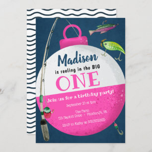 Invitation Reeling dans le grand ONE Fishing First Birthday G