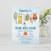 Invitation Reeling The Big One, Fishing Line 1st Birthday (Debout devant)