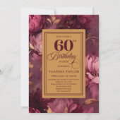 Invitation Refined 60th Birthday Burgundy Blush Floral Invite (Devant)