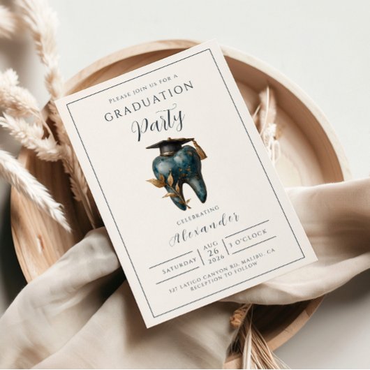 Invitation Refined Blue Tooth Laurel Graduation