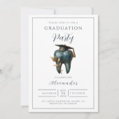 Invitation Refined Blue Tooth Laurel Graduation (Devant)