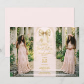 Invitation Refined Blush Pink Twins Sweet 16 Coquette TMF26 (Devant / Derrière)