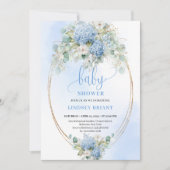 Invitation Refined Bohemian Blue Hydrangea Baby Shower Invite (Devant)