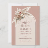 Invitation Refined Boho Dusty Pink Floral Save the Date Card (Devant)