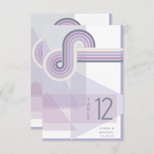 Invitation Refined Lines Geometric Wedding Violet ID983 (Devant / Derrière)