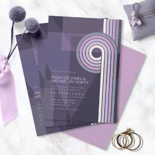 Invitation Refined Lines Geometric Wedding Violet ID983