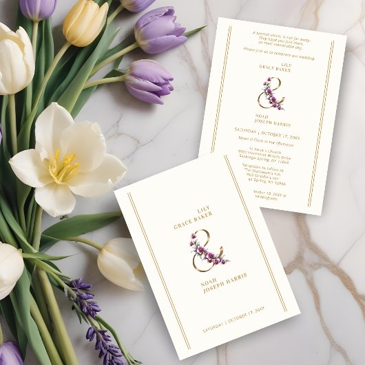 Invitation Refined Luxurious Minimalist Floral & Symbol