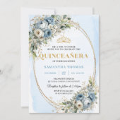 Invitation Refined Pastel Blue Gold Eucalyptus Quince Invites (Devant)