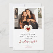 Invitation Refined Red Lace Heart Photo Jr Bridesmaid (Devant)