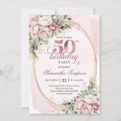 Invitation Refined Rose Gold Greenery 50th Birthday Invite (Devant)