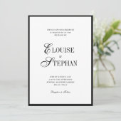 Invitation Refined Script Black White QR Code Details Wedding (Debout devant)