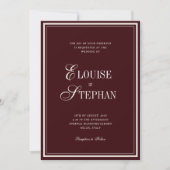 Invitation Refined Script Burgundy QR Code Details Wedding (Devant)