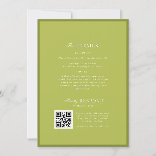 Invitation Refined Script Palm Tree Chartreuse Beach Wedding (Dos)