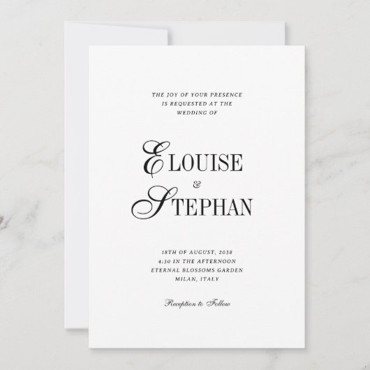Invitation Refined Script White QR Code Details Wedding (Devant)