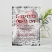 Invitation Refined Vellum Grey Shades Red Christmas Ornament (Debout devant)