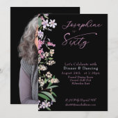 Invitation Refined Watercolor Wildflower  Named 60th Birthday (Devant / Derrière)