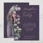 Invitation Refined Watercolor Wildflower  Named 60th Birthday (Devant / Derrière)