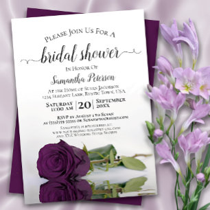 Invitation Reflecting Plum Purple Rose Elegant Bridal Shower