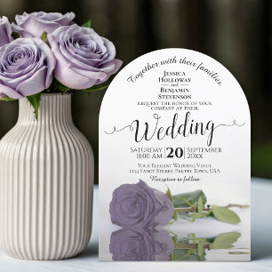Invitation Reflet Dusty Purple Rose Elegant Arch Mariage