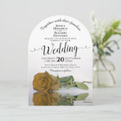 Invitation Reflet Golden Ochre Rose Mariage élégant (Debout devant)