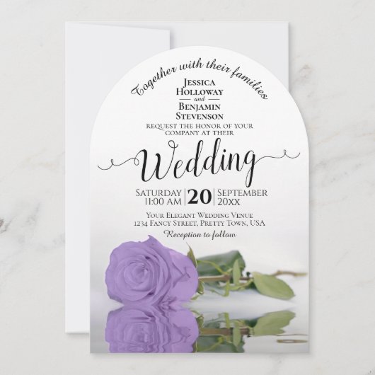 Invitation Reflet Lavande violet Rose Élégant mariage (Devant)