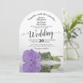 Invitation Reflet Lavande violet Rose Élégant mariage (Debout devant)