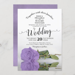 Invitation Reflet Lavande violet Rose Élégant mariage