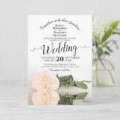 Invitation Reflet Pale Blush Peach Rose Mariage élégant (Debout devant)