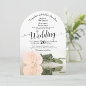 Invitation Reflet Pale Blush Peach Rose Mariage élégant (Debout devant)