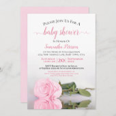 Invitation Reflet Rose rose Élégant bébé fille douche (Devant / Derrière)
