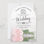 Invitation Reflet rose rose rose rose rose élégant Mariage d' (Devant)