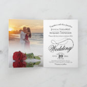 Invitation Reflet Rose rouge Élégant Mariage photo romantique (Intérieur)