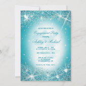 Invitation reflet tendance étoiles bleu turquoise ciel nuageu (Dos)