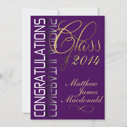 Invitation Réflexion violette Parti de graduation formelle (Devant)