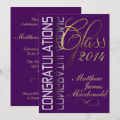 Invitation Réflexion violette Parti de graduation formelle (Devant / Derrière)