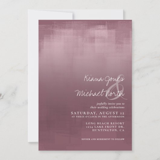 Invitation Réflexions aquarelle Mariage Mauve ID774 (Devant)