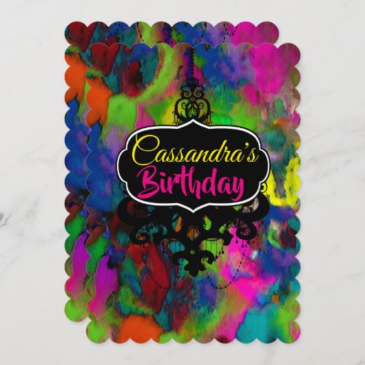 Invitation Réflexions colorées (Plus d'options) - RSVP / (Devant / Derrière)