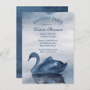 Invitation Réflexions des lacs Dusty Blue Swan fête d'anniv
