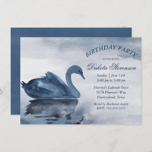 Invitation Réflexions des lacs   Dusty Blue Swan fête d'anniv