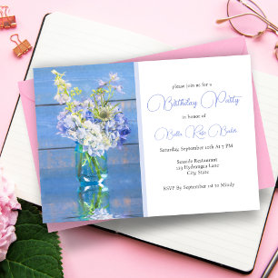 Invitation Réflexions d'hortensia lavande pour anniversaire