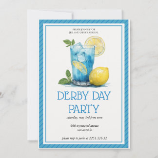 Invitation Refreshing Blue Cocktail Lemon Derby Day Party Inv