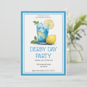 Invitation Refreshing Blue Cocktail Lemon Derby Day Party Inv (Debout devant)