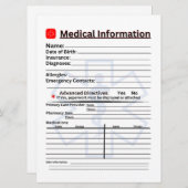 Invitation Réfrigérateur d'urgence d'information Médicale (Devant / Derrière)