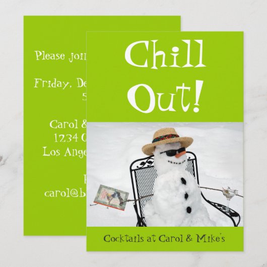 Invitation Refroidir : Cocktail d'hiver (Devant / Derrière)