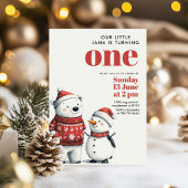Invitation Refroidissement avec ours rouge et neigeurs | Wint