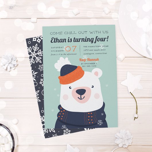 Invitation Refroidissement | Jour d'anniversaire de l'ours po